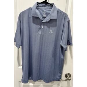 Rhoback Unique Micro Gingham Light Blue Design: Men’s Performance Golf Shirt: L